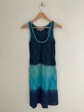 DOUBLE D RANCH Ombre Plaid Tie Dye Beaded Tank Dress: Size Medium (Runs Small)